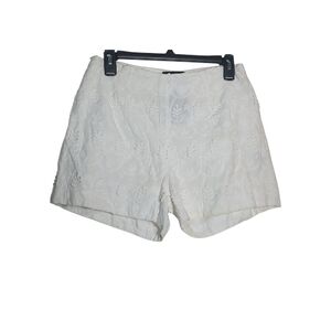 Little Joe Woman Small High-Waist White Embroidered Shorts Boho Luxe Edgy Chic